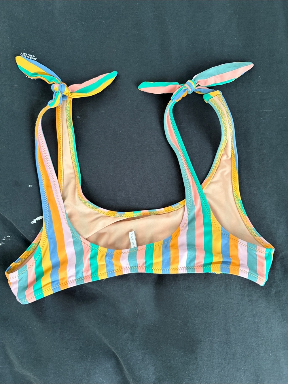 J Crew Playa Striped Tie-Shoulder Bikini Top in Multicolor - Picture 5 of 6